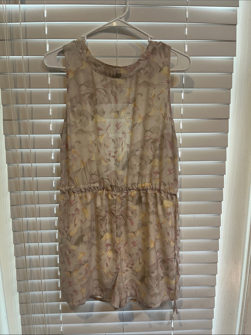 Kimchi Blue Floral Sleeveless Romper in Pale Pink, Yellow & Cream